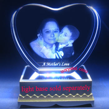 custom engraved 3D photo crystal heart wedding anniversary gifts