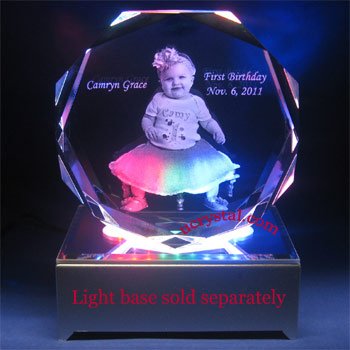 laser etched 3d photo crystal gift, Octagonal